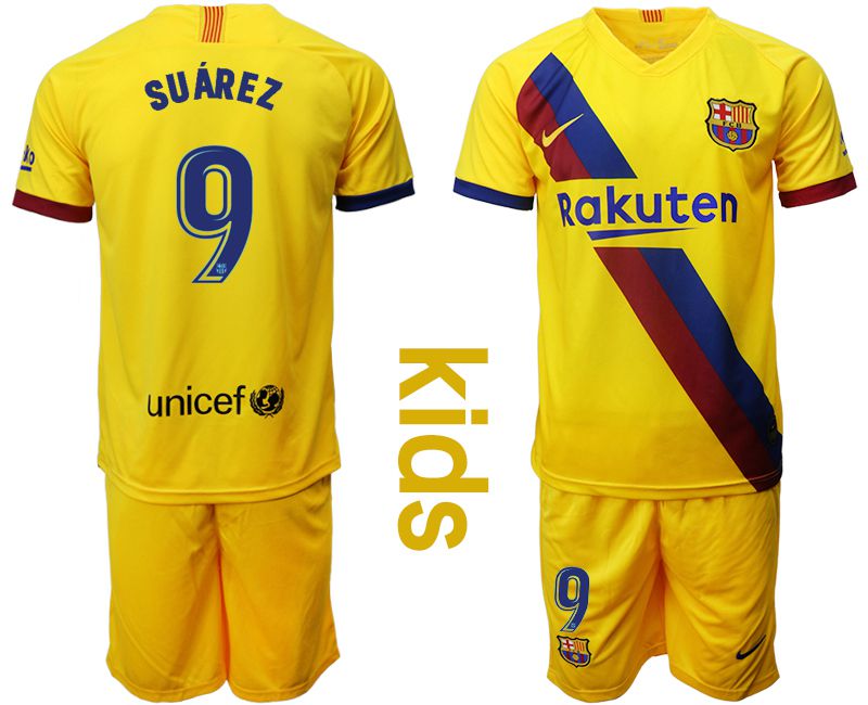 Youth 2019-2020 club Barcelona away #9 yellow Soccer Jerseys->->Soccer Club Jersey